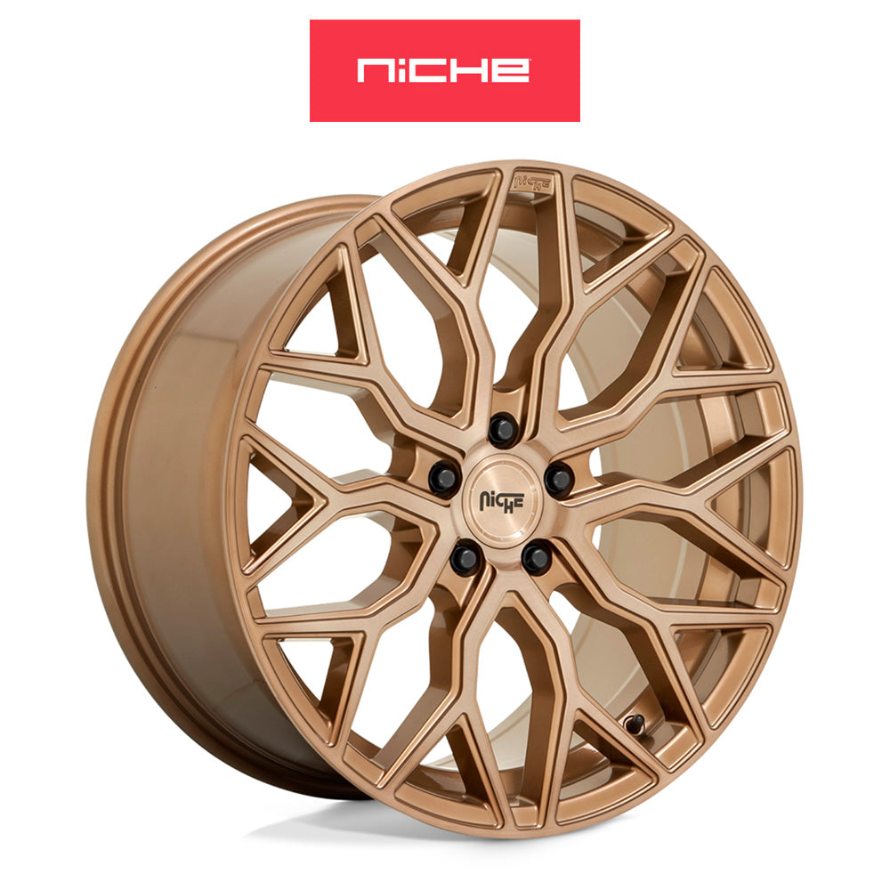 テスラモデル３用 ニッチ マザンティ 19x9.5J ET 35 フロント、リア ブロンズブラッシュド ホイール４本セット Niche MAZZANTI 19X9.5 5X4.5 72 BZBR 35MM (消費税、送料込み)