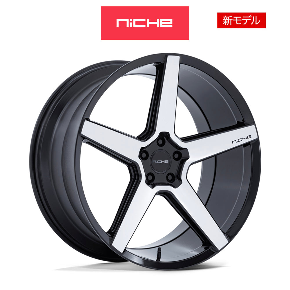テスラモデル３用 ニッチ モデナ 20x9J ET 35 フロント、リア グロスブラック マシニング加工済みフェイス ホイール４本セット　Niche MODENA 20X9 5X4.5 72 +35 G-BLK MCH-FC (消費税、送料込み)