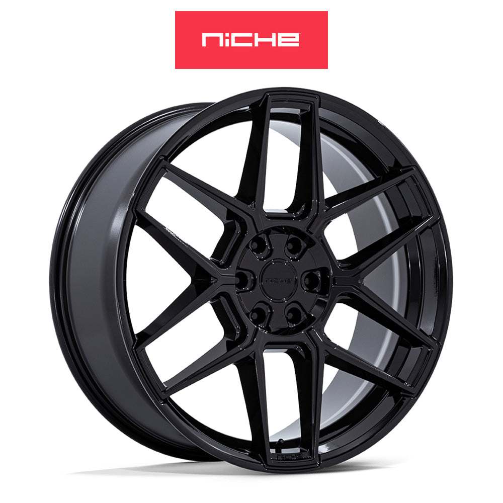 レクサス ＲＸ用 ニッチ ライズ 20x9J ET 35 フロント、リア グロスブラック ホイール４本セット　Niche RISE 20X9 5X4.5 72 +35 G-BLK (消費税、送料込み)