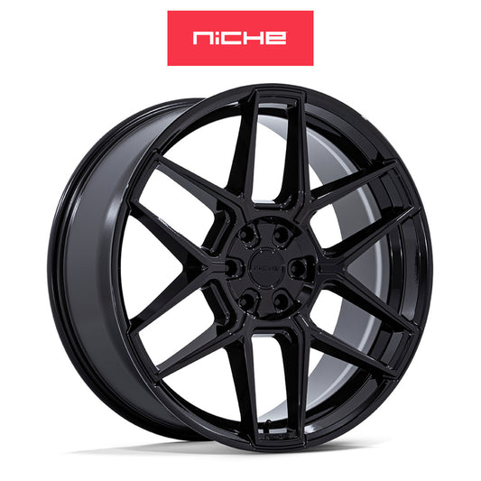 レクサス ＲＸ用 ニッチ ライズ 20x9J ET 35 フロント、リア グロスブラック ホイール４本セット　Niche RISE 20X9 5X4.5 72 +35 G-BLK (消費税、送料込み)