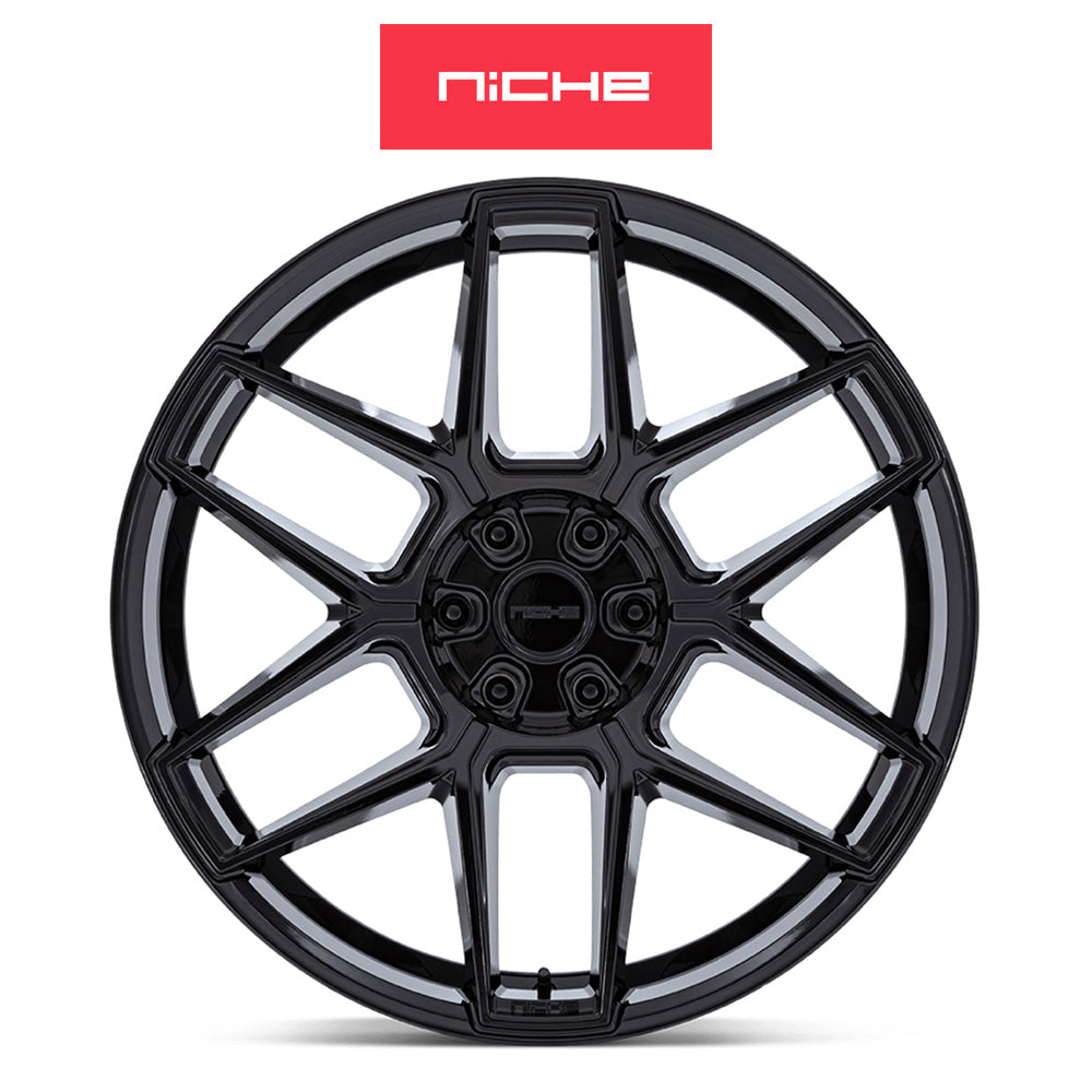 レクサス ＲＸ用 ニッチ ライズ 20x9J ET 35 フロント、リア グロスブラック ホイール４本セット　Niche RISE 20X9 5X4.5 72 +35 G-BLK (消費税、送料込み)