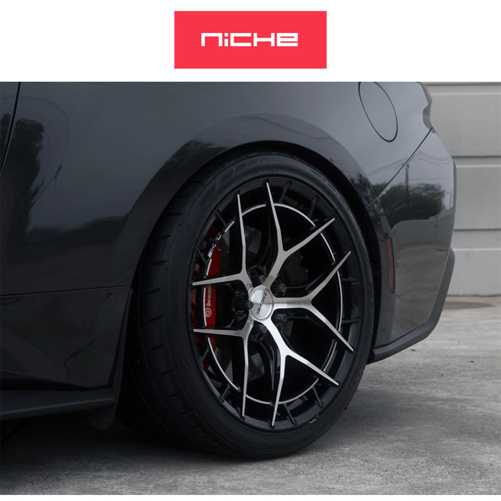 トヨタ GR スープラ用 ニッチ リビエラ 20x9J ET 20 フロント、20x10.5J ET 38 リア グロスブラックマシンドフェイス フリーフォームホイール４本セット (消費税、送料込み)