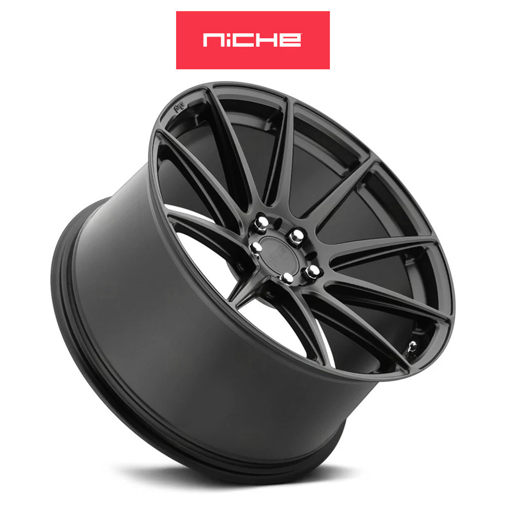 テスラモデル３用 ニッチ エッセン 20x9J ET 35 フロント、リア マットブラック ホイール４本セット　Niche ESSEN 20X9 5X4.5 72 BD +35 (消費税、送料込み)