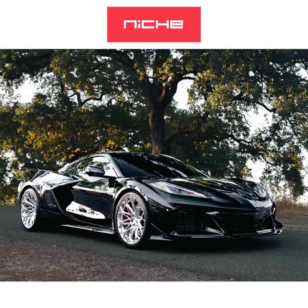 シボレー コルベット用 ニッチ マンタ 20x9J ET 40 フロント、20x11 ET 50 リア ポリッシュド モノブロック フォージドホイール４本セット (消費税、送料込み)