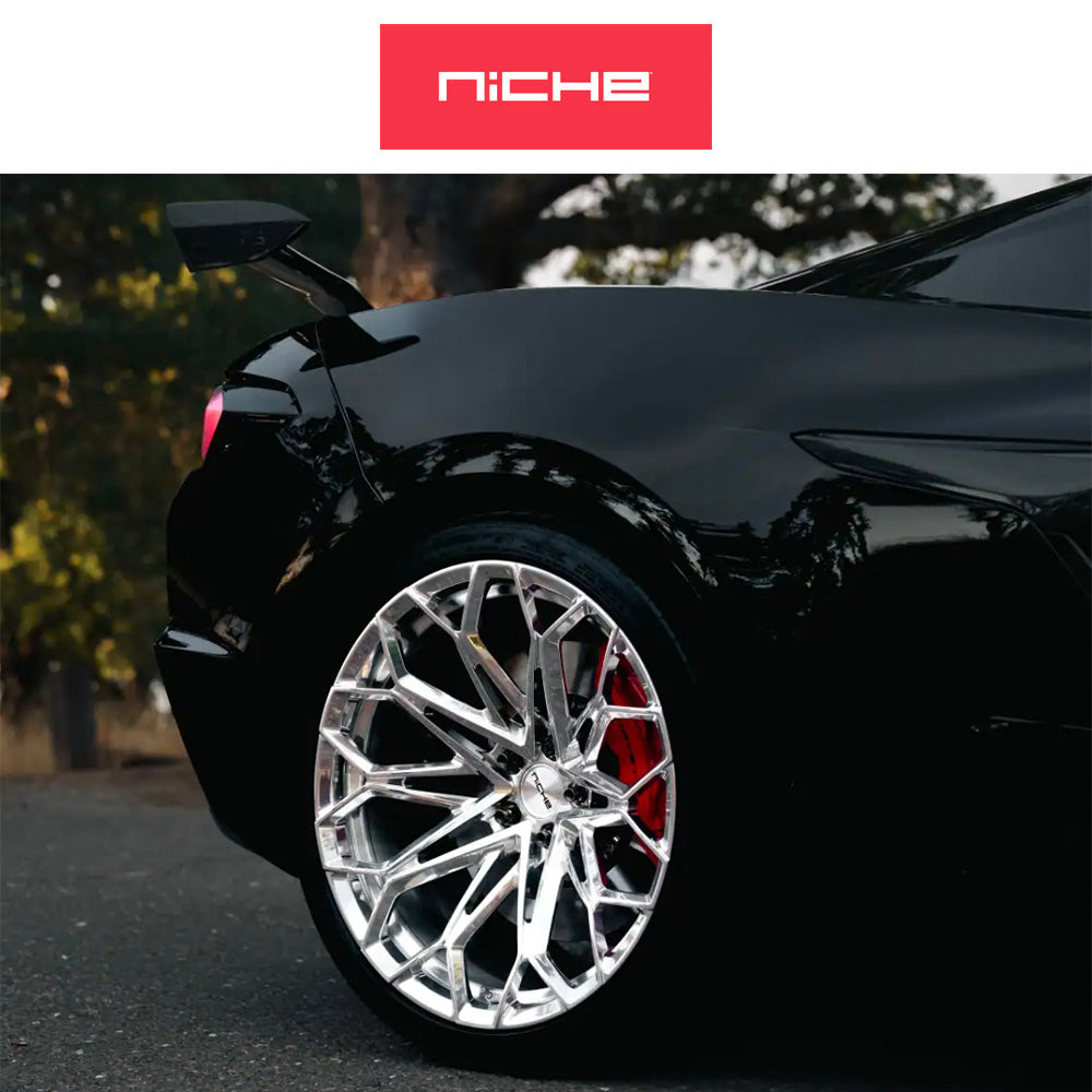 シボレー コルベット用 ニッチ マンタ 20x9J ET 40 フロント、20x11 ET 50 リア ポリッシュド モノブロック フォージドホイール４本セット (消費税、送料込み)