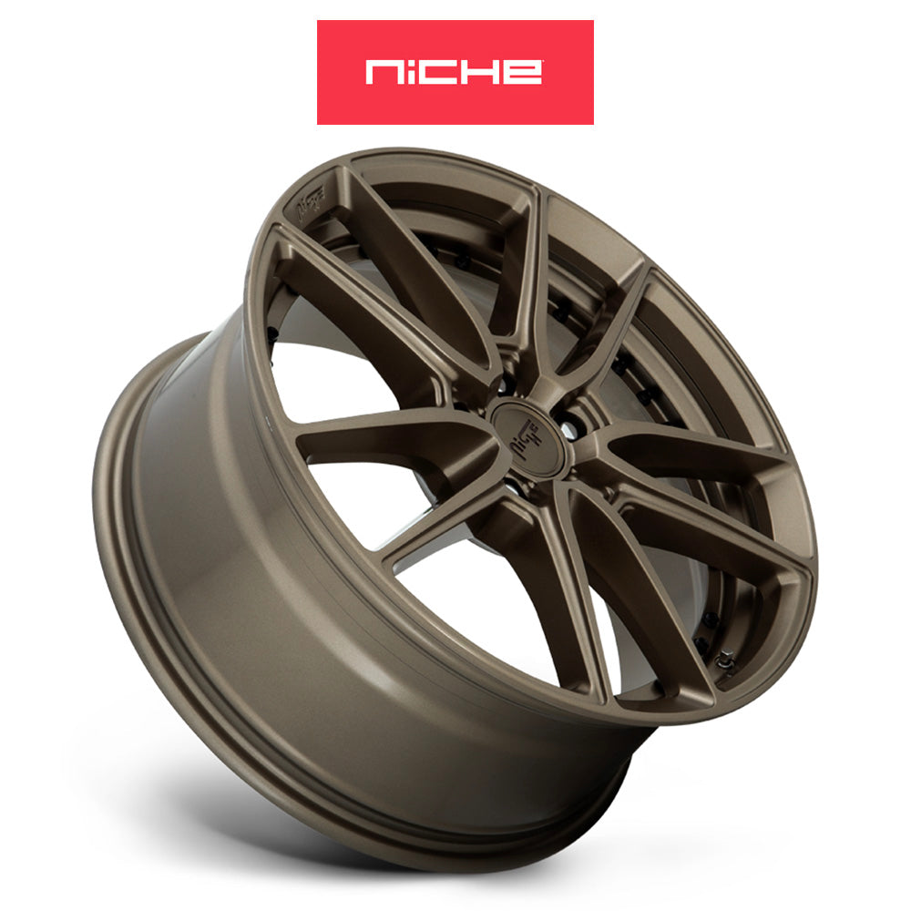 テスラモデル３用 ニッチ DFS 18x8J ET 40 フロント、リア マットブロンズ ホイール４本セット　Niche DFS 18X8 5X4.5 72 ZD +40 (消費税、送料込み)