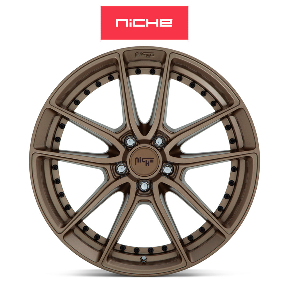 テスラモデル３用 ニッチ DFS 18x8J ET 40 フロント、リア マットブロンズ ホイール４本セット　Niche DFS 18X8 5X4.5 72 ZD +40 (消費税、送料込み)