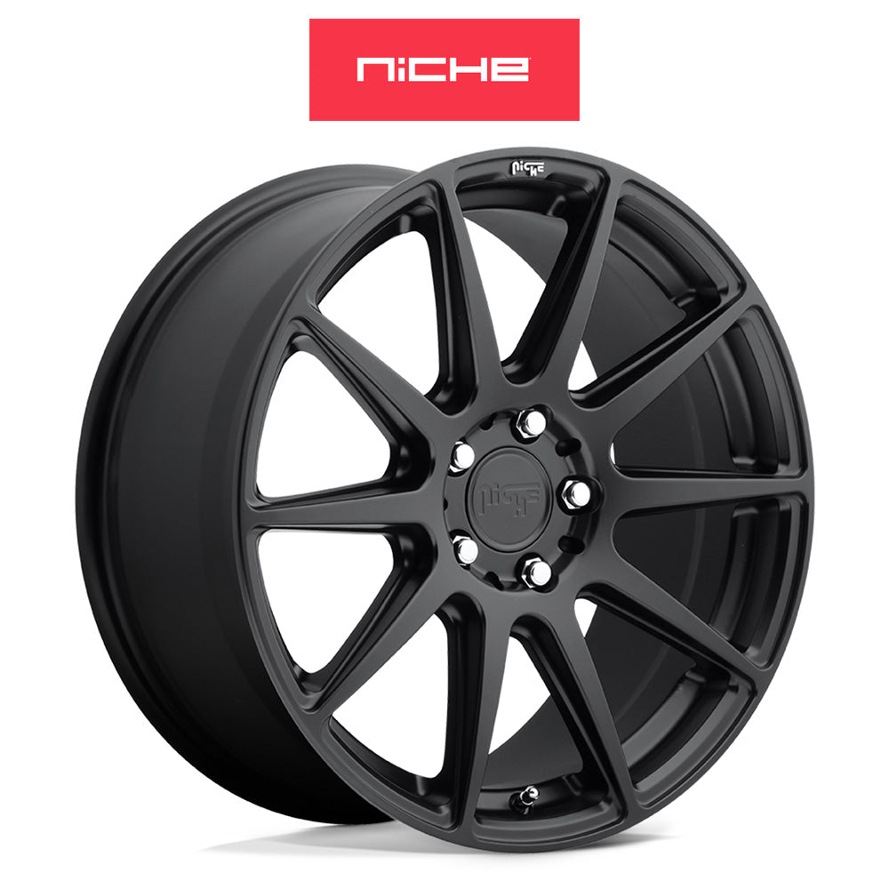 ホンダ シビック　タイプＲ(Honda Civic Type-R)用 ニッチ エッセン 19x8.5J ET 35 フロント&リア マットブラック ホイール４本セット Niche ESSEN 19X8.5 5X120 72 BD +35 (送料無料)
