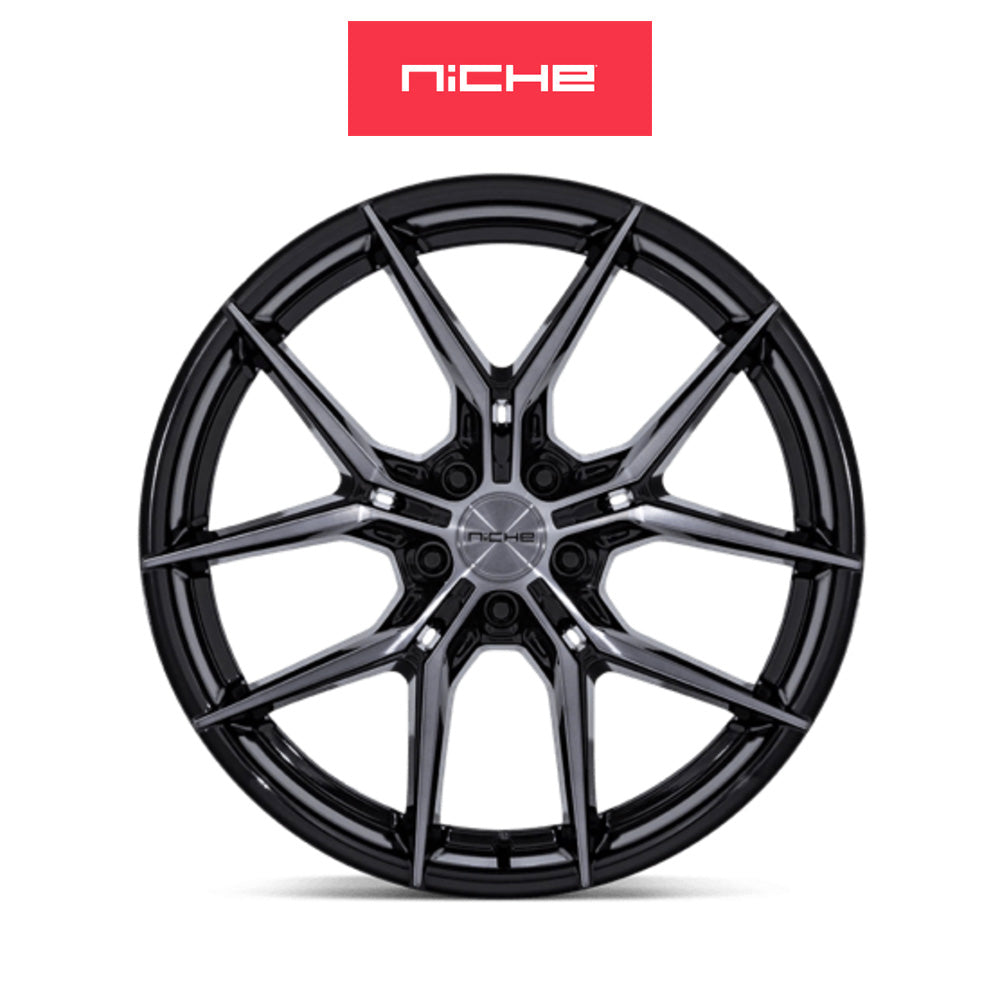 ホンダ シビック　タイプＲ(Honda Civic Type-R)用 ニッチ プロディジー５ 18x9.5J ET 40 フロント&リア グロスブラックダークティントクリア ホイール４本セット Niche PRODIGY 5 18X9.5 5X120 72 +40 G-BLK DDT (送料無料)