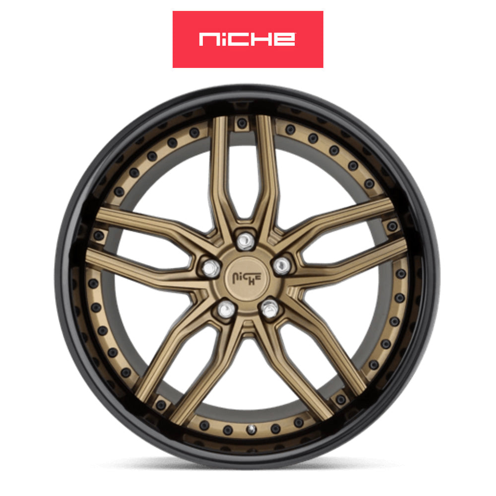 ホンダ シビック　タイプＲ(Honda Civic Type-R)用 ニッチ メソッド 19x8.5J ET 35 フロント&リア マットブロンズブラックビードリング ホイール４本セット Niche METHOS 19X8.5 5X120 72 ZDB +35 (送料無料)