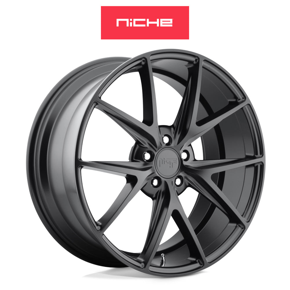 トヨタ プリウス(Toyota Prius)用 ニッチ ミサノ 17x8J ET 40 フロント&リア マットブラック ホイール４本セット　Niche MISANO 17X8 5X4.5 72 BD +40 (送料無料)