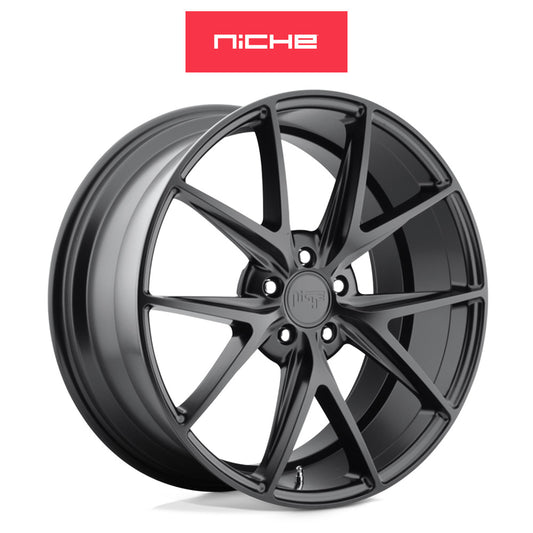 トヨタ プリウス(Toyota Prius)用 ニッチ ミサノ 17x8J ET 40 フロント&リア マットブラック ホイール４本セット　Niche MISANO 17X8 5X4.5 72 BD +40 (送料無料)