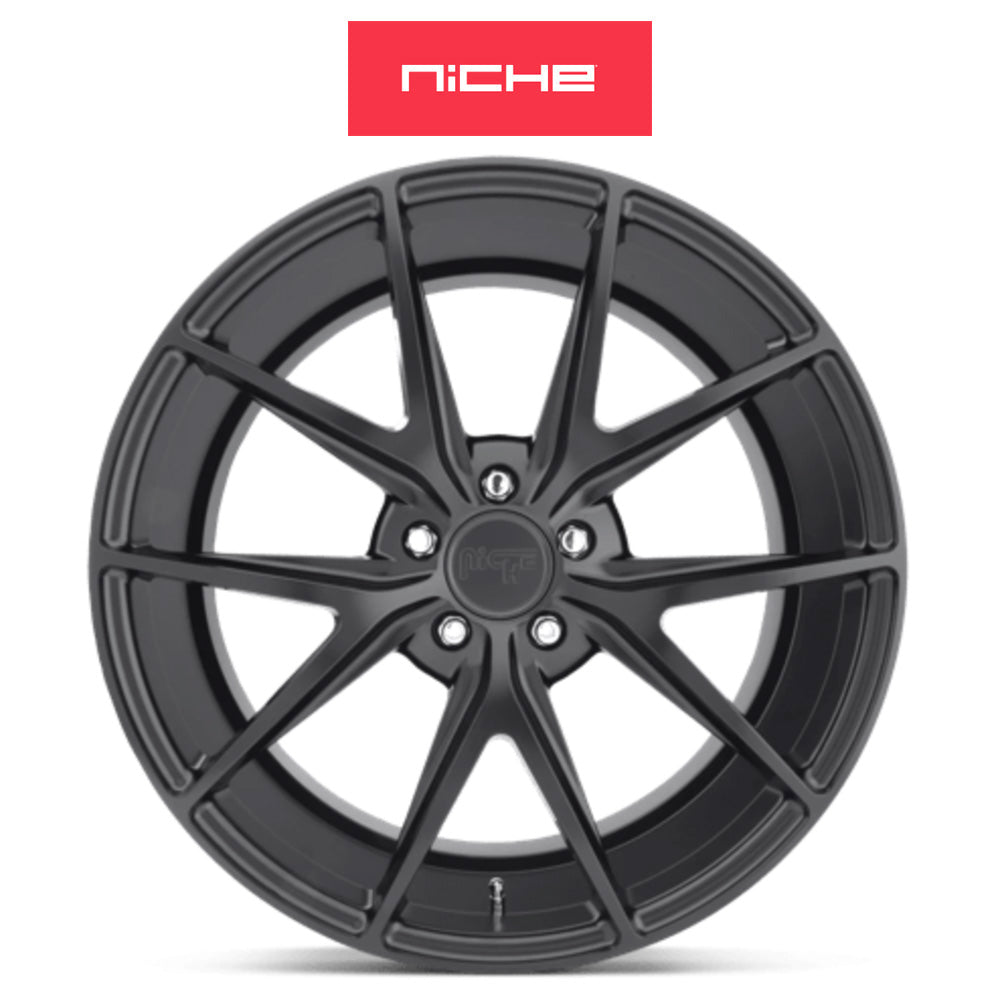 トヨタ プリウス(Toyota Prius)用 ニッチ ミサノ 17x8J ET 40 フロント&リア マットブラック ホイール４本セット　Niche MISANO 17X8 5X4.5 72 BD +40 (送料無料)