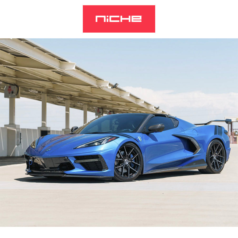 アウディＳ４用 ニッチ プロディジー５ 18x8.5J ET 42 フロント&リア グロスブラックダークティントクリア フリーフォームホイール４本セット　Niche PRODIGY 5 18X8.5 5X112 66 +42 G-BLK-DDT (消費税、送料込み)