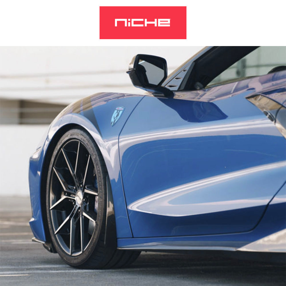 アウディＳ４用 ニッチ プロディジー５ 18x8.5J ET 42 フロント&リア グロスブラックダークティントクリア フリーフォームホイール４本セット　Niche PRODIGY 5 18X8.5 5X112 66 +42 G-BLK-DDT (消費税、送料込み)