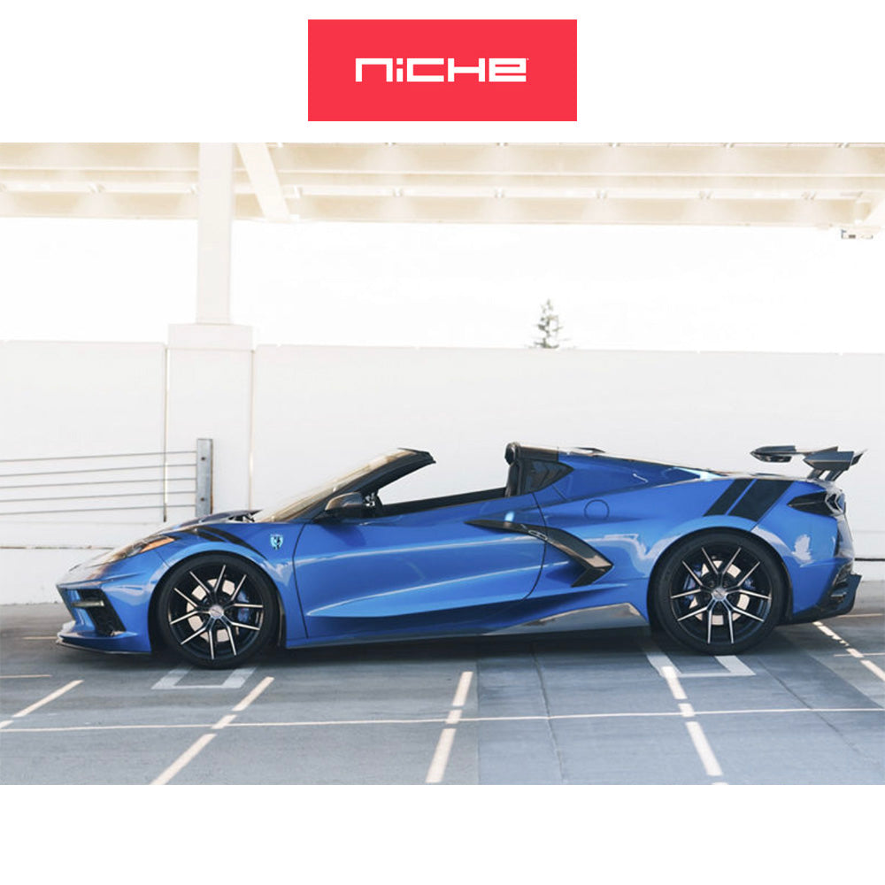 アウディＳ４用 ニッチ プロディジー５ 18x8.5J ET 42 フロント&リア グロスブラックダークティントクリア フリーフォームホイール４本セット　Niche PRODIGY 5 18X8.5 5X112 66 +42 G-BLK-DDT (消費税、送料込み)