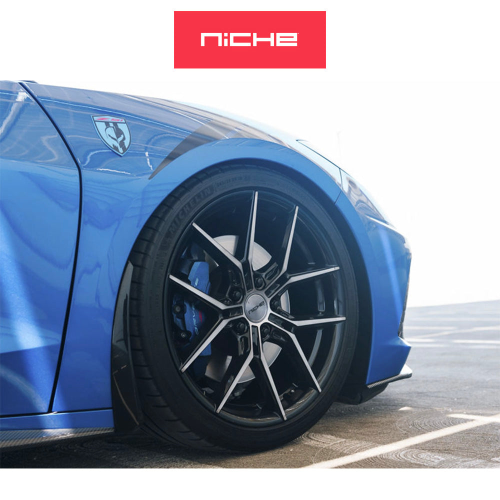 アウディＳ４用 ニッチ プロディジー５ 18x8.5J ET 42 フロント&リア グロスブラックダークティントクリア フリーフォームホイール４本セット　Niche PRODIGY 5 18X8.5 5X112 66 +42 G-BLK-DDT (消費税、送料込み)