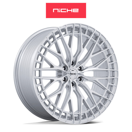 シボレー タホ 用 ニッチ ジェノア 22x10J ET 20 フロント、リア グロスシルバー / マシンドフェイス フリーフォームホイール４本セット (消費税、送料込み)