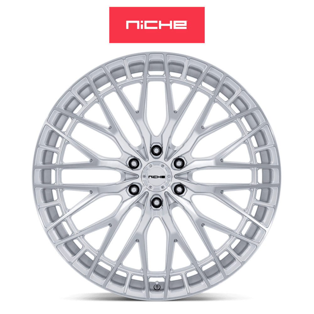 シボレー タホ 用 ニッチ ジェノア 24x10J ET 20 フロント、リア グロスシルバー / マシンドフェイス フリーフォームホイール４本セット (消費税、送料込み)