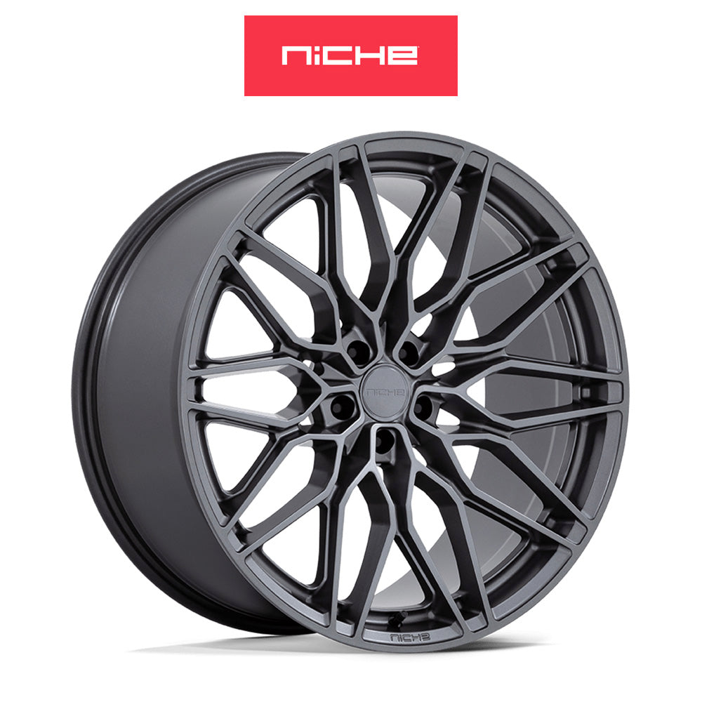 テスラモデルＹ用 ニッチ カラブリア５ 20x10.5J ET 40 フロント、リア マットガンメタル ホイール４本セット　Niche CALABRIA 5 20X10.5 5X4.5 72 +40 M-GNMTL (消費税、送料込み)