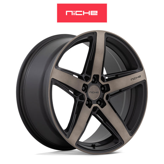アウディ Ａ４用 ニッチ テラモ 18x8J ET 42 フロント、リア マットブラックダブルダークティント ホイール４本セット　Niche TERAMO 18X8 5X112 66 MBT +42&nbsp;(消費税、送料込み)