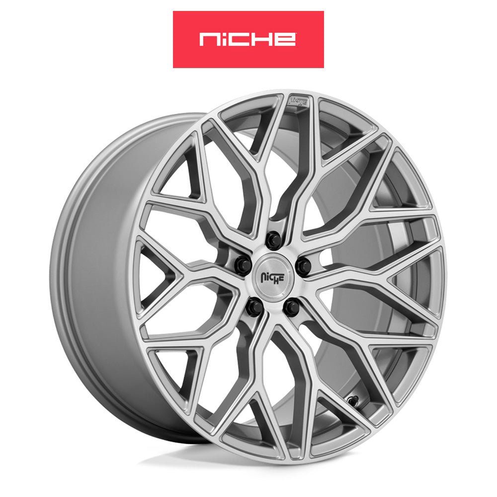 テスラモデルＹ用 ニッチ マザンティ 20x10.5J ET 40 フロント、リア アンスラサイト ブラッシュド ティント クリア ホイール４本セット Niche MAZZANTI 20X10.5 5X4.5 72 GLR 40MM (消費税、送料込み)