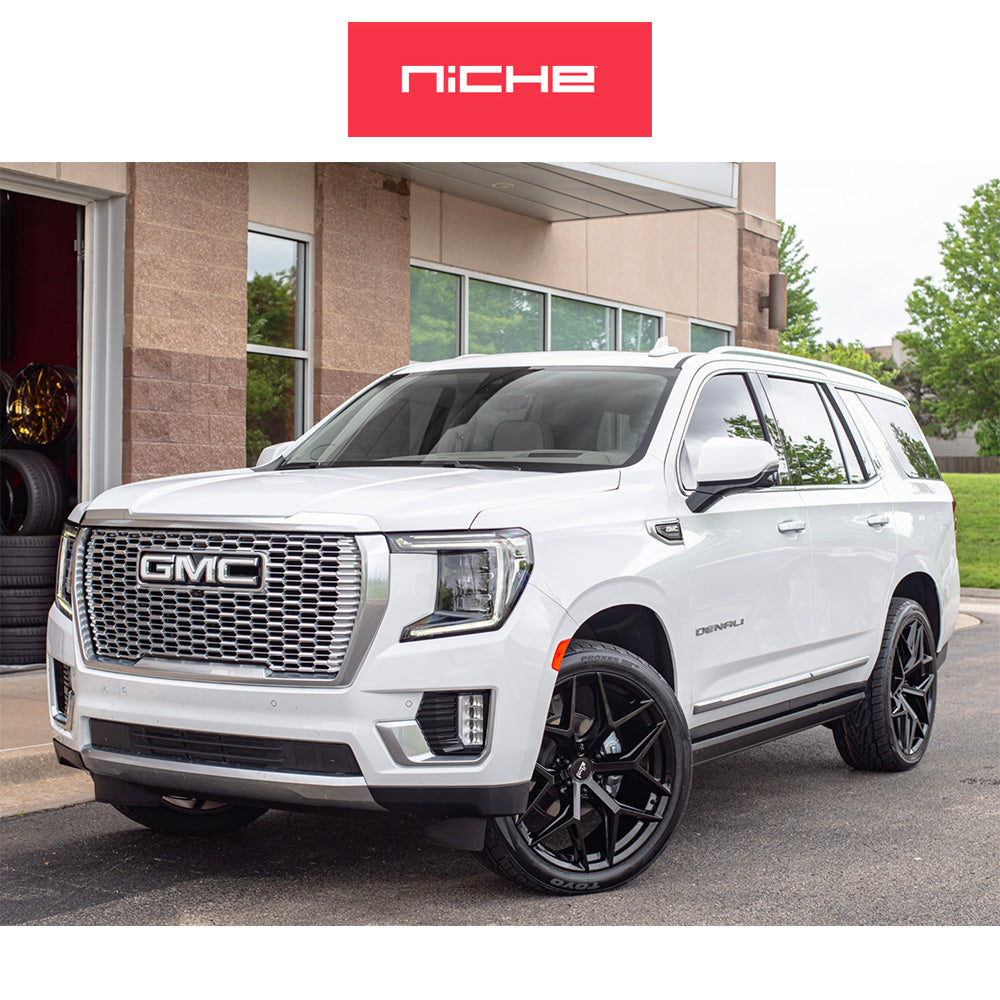 シボレー タホ 用 ニッチ ヴァイス SUV 24x10J ET 30 フロント、リア グロスブラック アルミニウムホイール４本セット (消費税、送料込み)