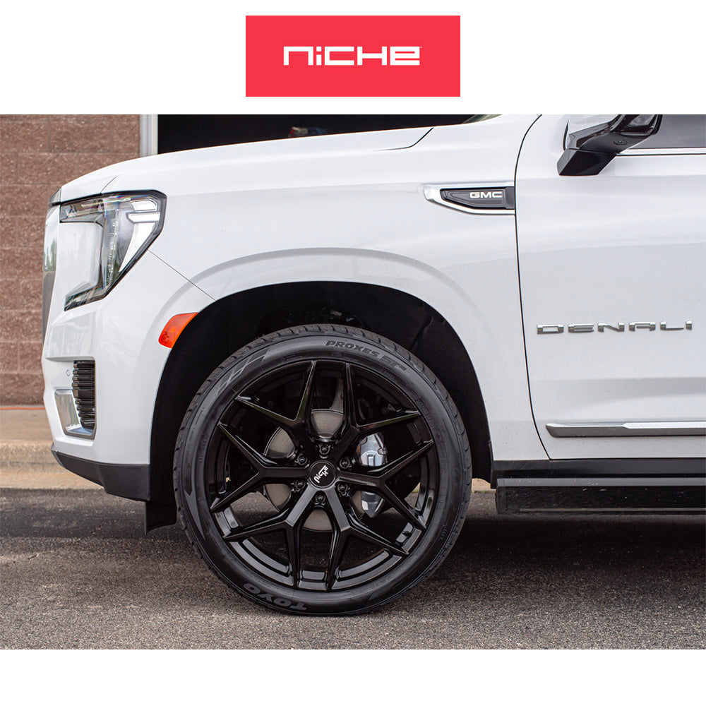 シボレー タホ 用 ニッチ ヴァイス SUV 24x10J ET 30 フロント、リア グロスブラック アルミニウムホイール４本セット (消費税、送料込み)