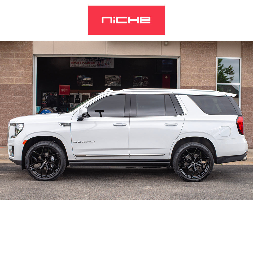 シボレー タホ 用 ニッチ ヴァイス SUV 24x10J ET 30 フロント、リア グロスブラック アルミニウムホイール４本セット (消費税、送料込み)