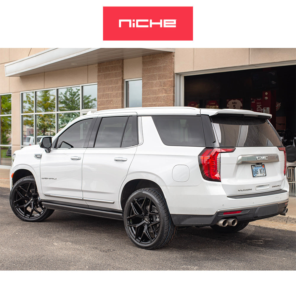 シボレー タホ 用 ニッチ ヴァイス SUV 24x10J ET 30 フロント、リア グロスブラック アルミニウムホイール４本セット (消費税、送料込み)