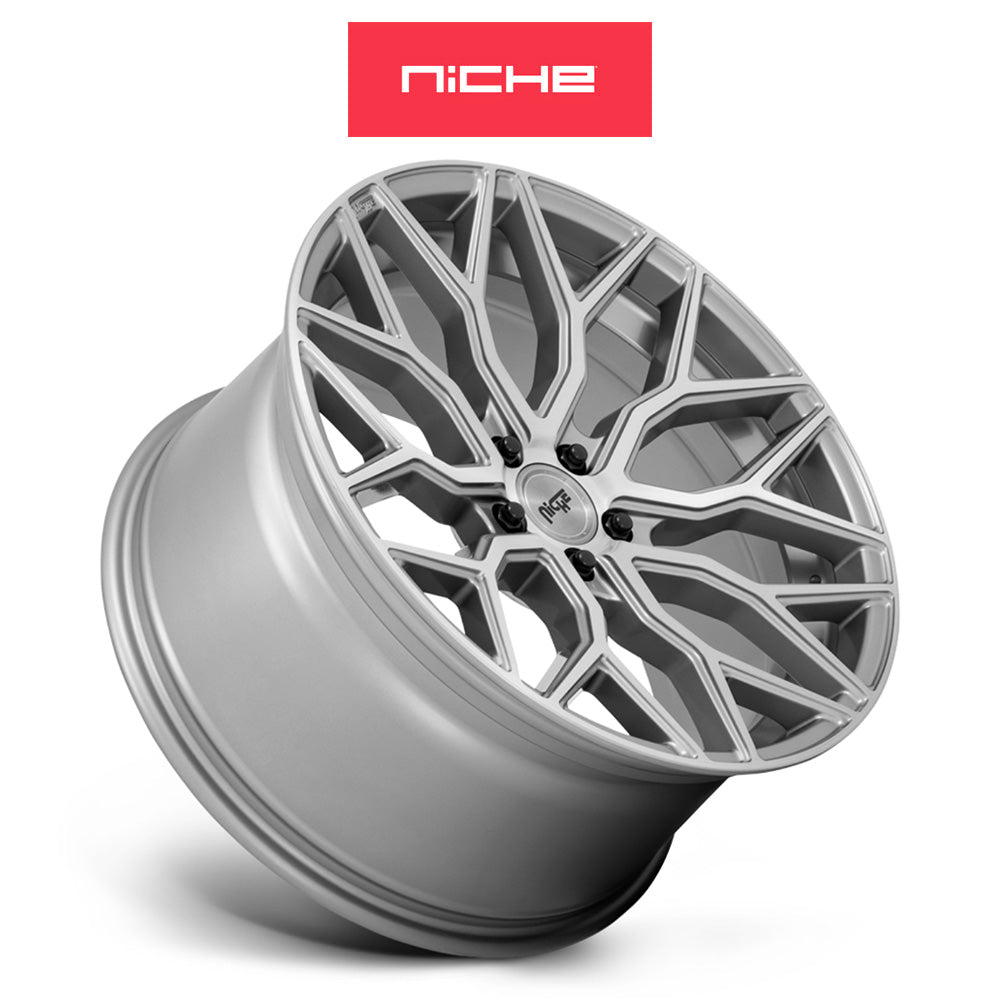 テスラモデルＹ用 ニッチ マザンティ 20x10.5J ET 40 フロント、リア アンスラサイト ブラッシュド ティント クリア ホイール４本セット Niche MAZZANTI 20X10.5 5X4.5 72 GLR 40MM (消費税、送料込み)