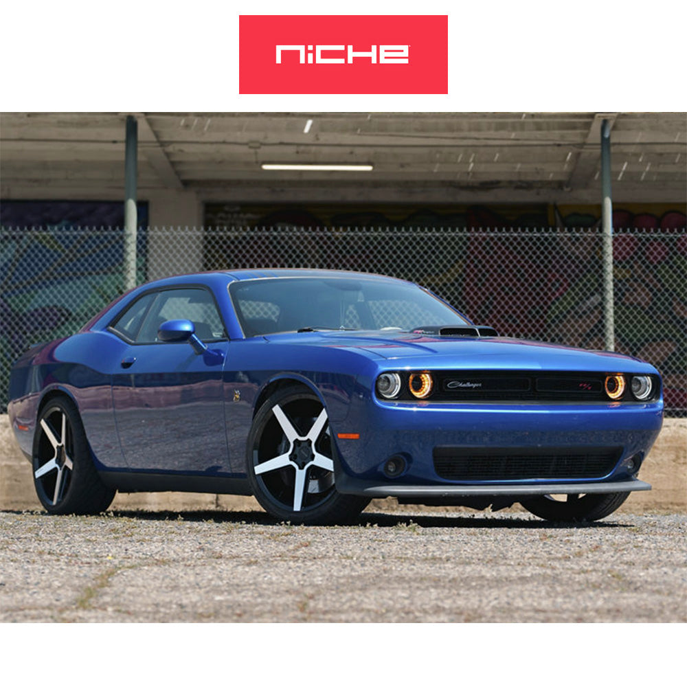 ダッジ チャレンジャー用 ニッチ モデナ 20x9J ET 15 フロント、20x10.5 ET 18 リア グロスブラック / マシーンドフェイス ホイール４本セット (消費税、送料込み)