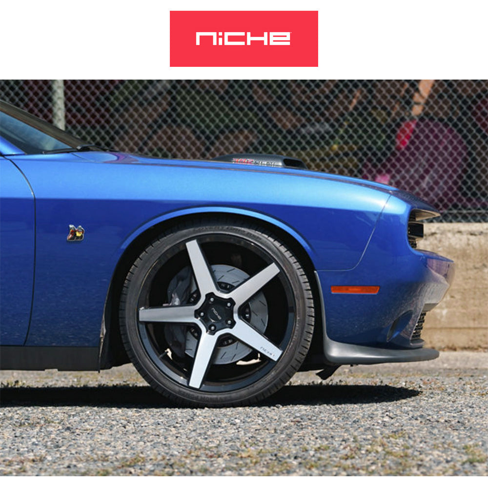 ダッジ チャレンジャー用 ニッチ モデナ 20x9J ET 15 フロント、20x10.5 ET 18 リア グロスブラック / マシーンドフェイス ホイール４本セット (消費税、送料込み)