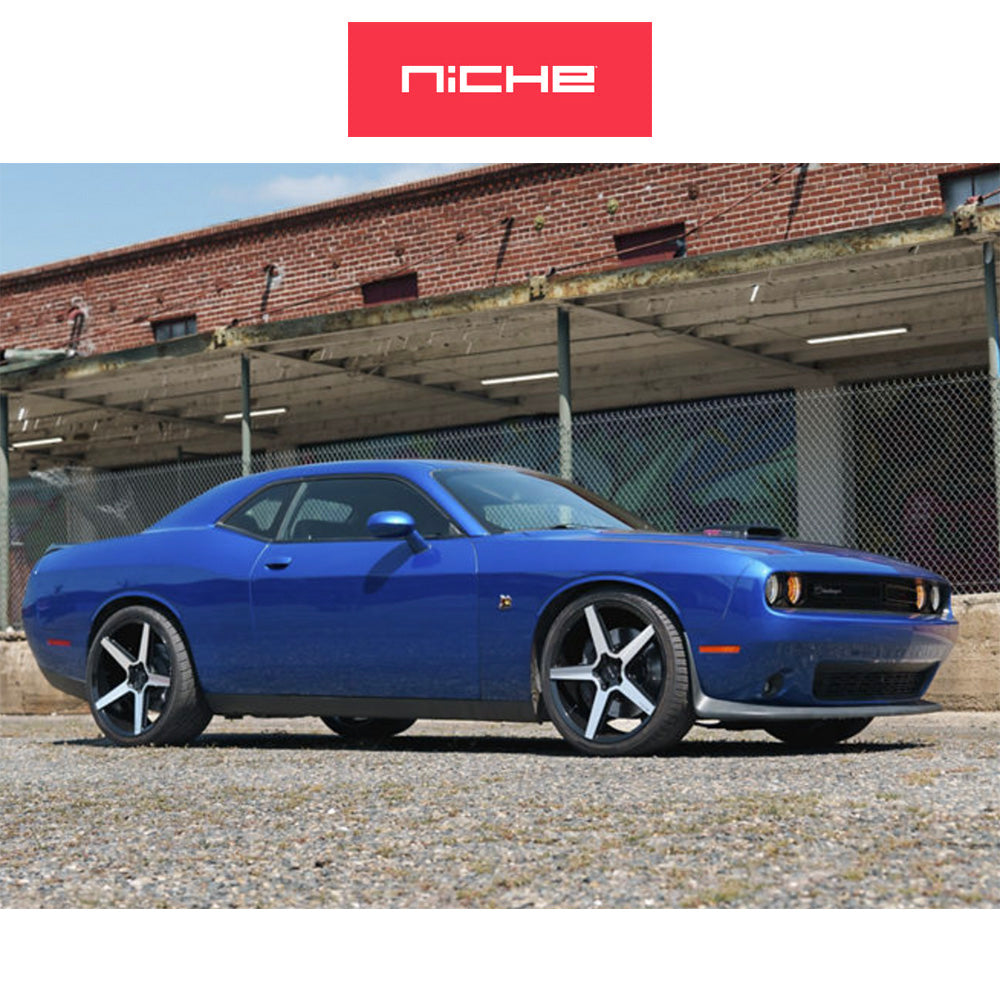ダッジ チャレンジャー用 ニッチ モデナ 20x9J ET 15 フロント、20x10.5 ET 18 リア グロスブラック / マシーンドフェイス ホイール４本セット (消費税、送料込み)