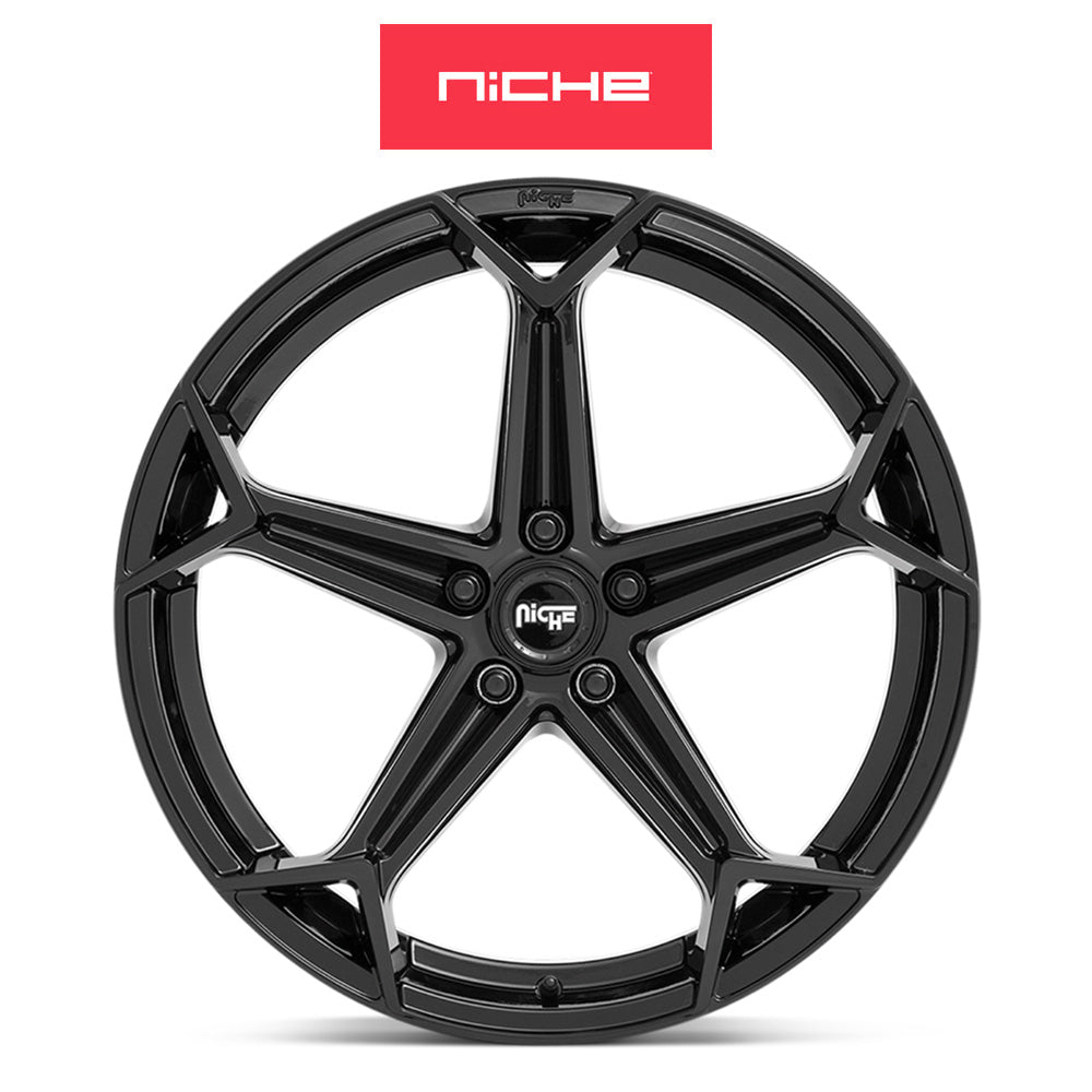 テスラモデルＹ用 ニッチ アロー 20x10.5J ET 40 フロント&リア グロスブラック ホイール４本セット　Niche ARROW 20X10.5 5X4.5 72 BL 40MM (消費税、送料込み)