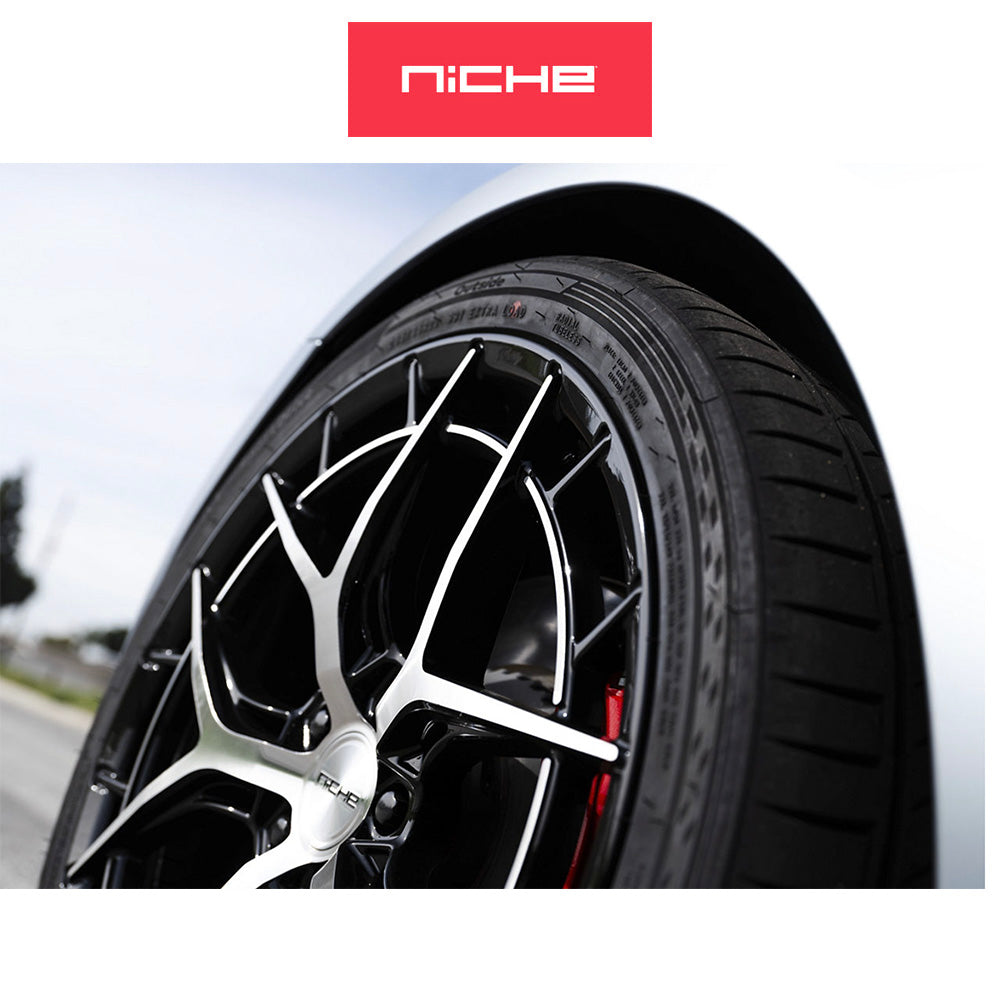 テスラモデル３用 ニッチ リビエラ 20x9J ET 35 フロント、リア グロスブラック マシニング加工済みフェイス フリーフォームホイール４本セット (消費税、送料込み)
