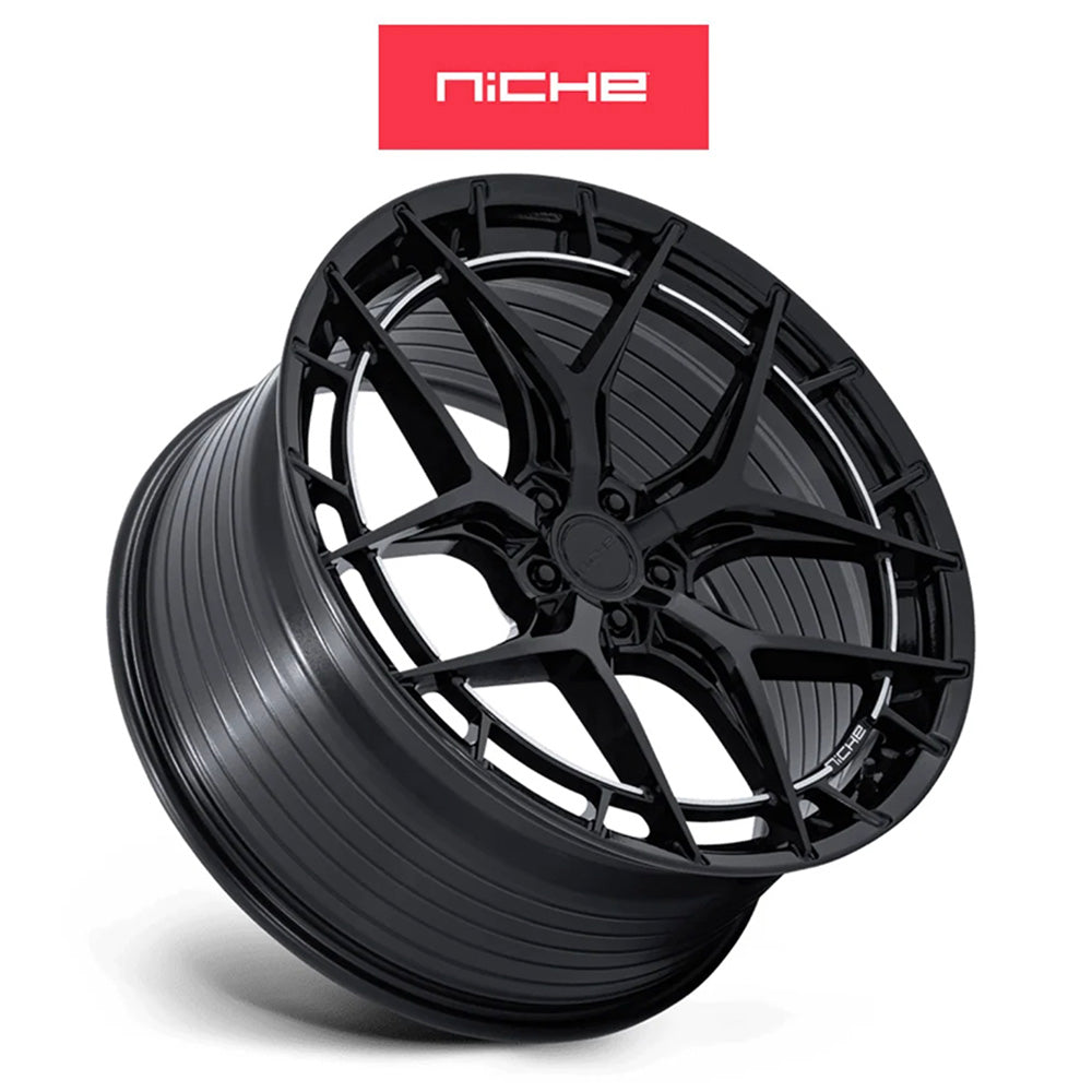 フォード マスタング用 ニッチ リビエラ 20x9J ET 35 フロント、20x11J ET 50 リア グロスブラック フリーフォームホイール４本セット (消費税、送料込み)