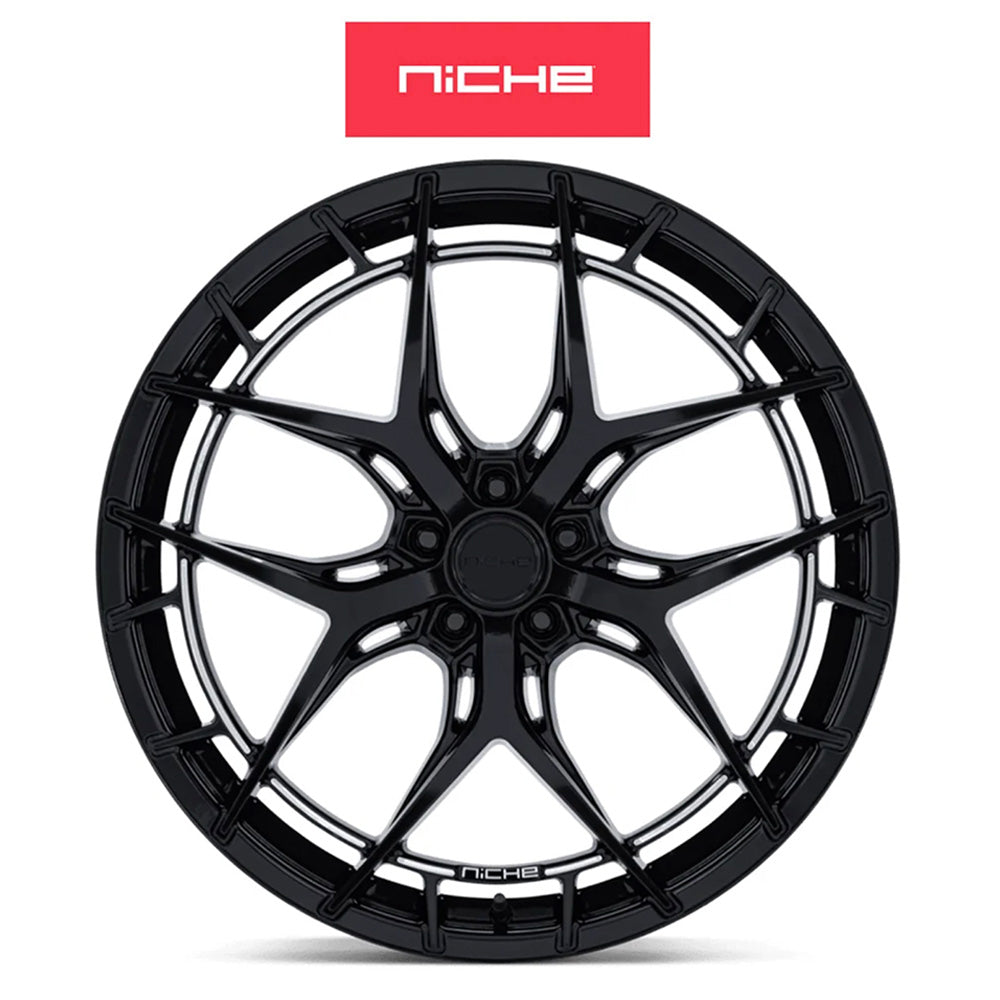 フォード マスタング用 ニッチ リビエラ 20x9J ET 35 フロント、20x11J ET 50 リア グロスブラック フリーフォームホイール４本セット (消費税、送料込み)