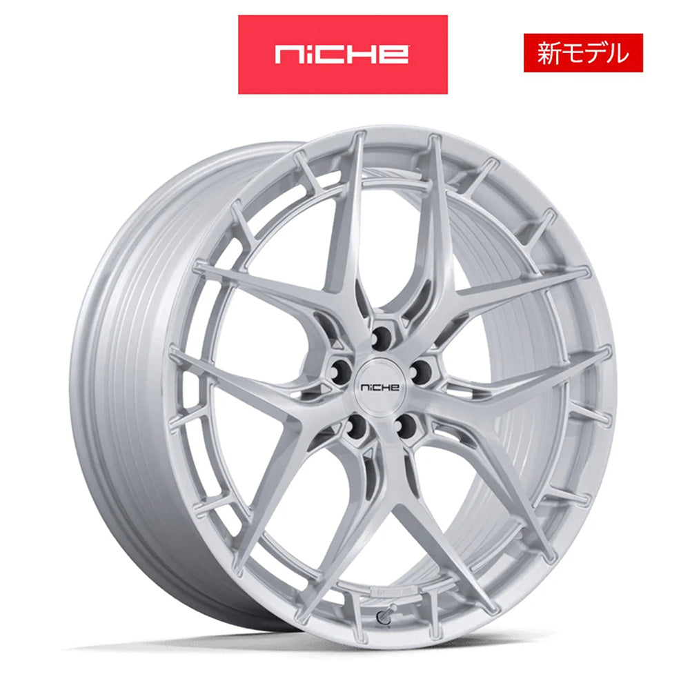 フォード マスタング用 ニッチ リビエラ 20x9J ET 35 フロント、20x11J ET 50 リア グロスシルバー ブラッシュドフェイス フリーフォームホイール４本セット (消費税、送料込み)