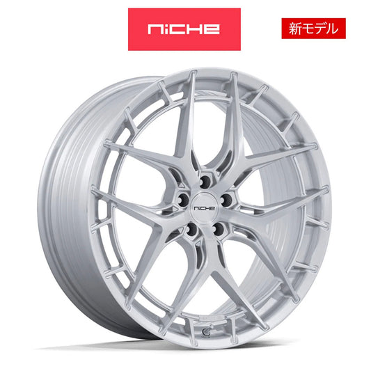 フォード マスタング用 ニッチ リビエラ 20x9.5J ET 35 フロント、20x11J ET 50 リア グロスシルバー ブラッシュドフェイス フリーフォームホイール４本セット (消費税、送料込み)