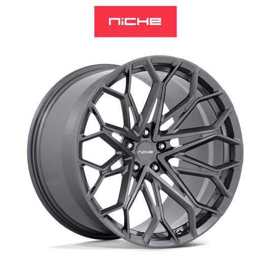 シボレー コルベット(2LT、3LT向け)用 ニッチ マンタ 20x9J ET 40 フロント、20x11.5J ET 52 リア サテン ガンメタル モノブロック フォージドホイール４本セット (消費税、送料込み)