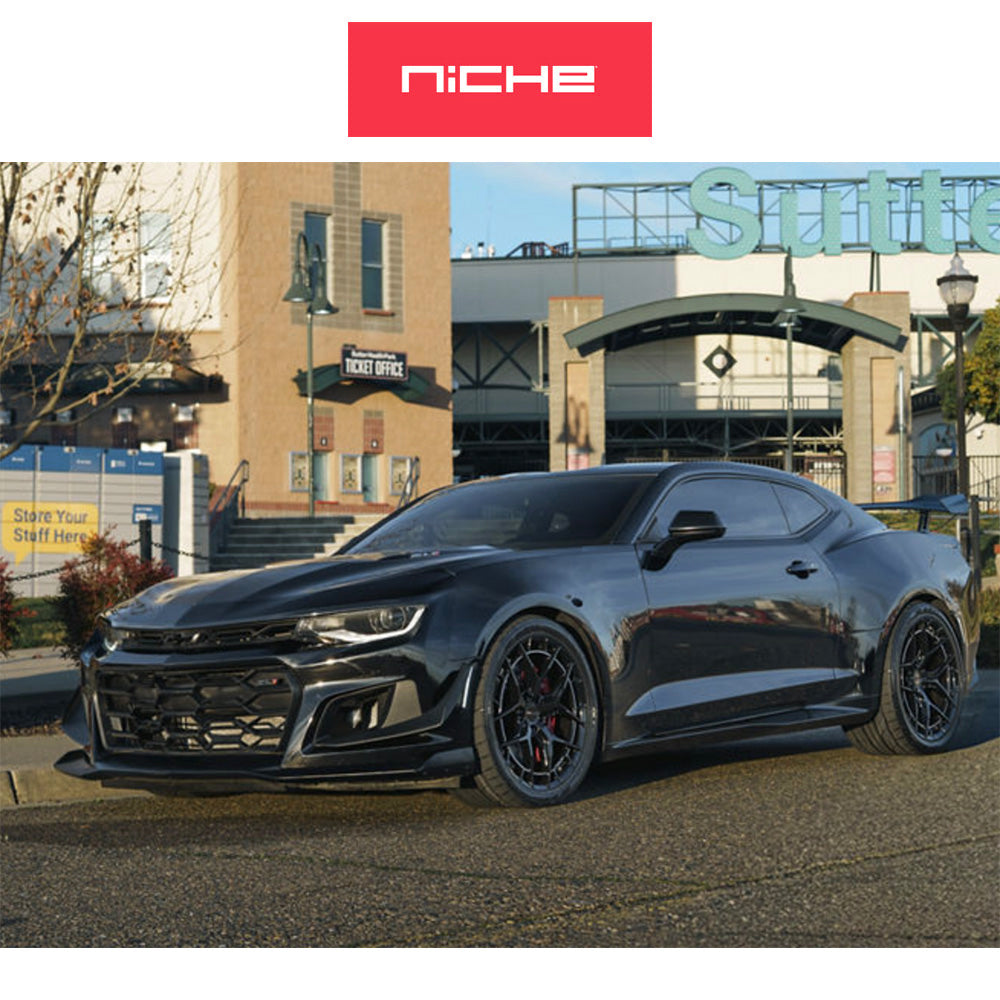 シボレー カマロ用 ニッチ リビエラ 20x9.5J ET 22 フロント、20x11J ET 43 リア グロスブラック フリーフォームホイール４本セット (消費税、送料込み)