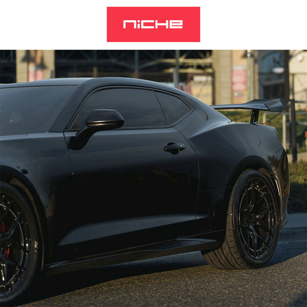 シボレー カマロ用 ニッチ リビエラ 20x9.5J ET 22 フロント、20x11J ET 43 リア グロスブラック フリーフォームホイール４本セット (消費税、送料込み)