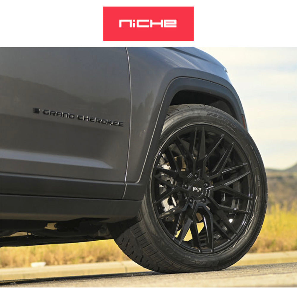 レクサス ＲＸ用 ニッチ ガマ 19x8.5J ET 35 フロント、リア グロス(艶あり)ブラックホイール４本セット　Niche GAMMA 19X8.5 5X4.5 72 BL +35 (消費税、送料込み)