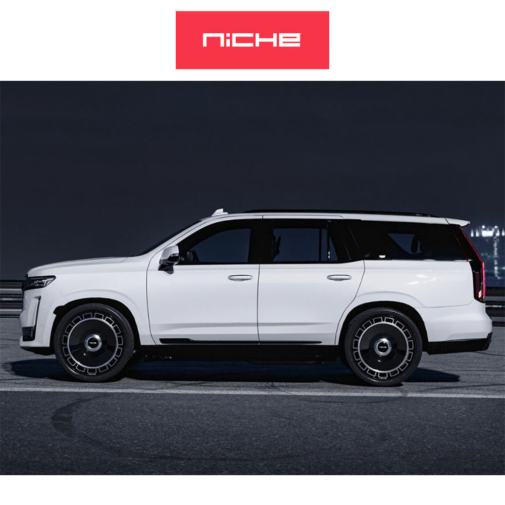 キャデラック エスカレード用 ニッチ ベニス 24x10J ET 30 フロント、リア グロスブラック・マシンドフェイス フローフォーミング・アルミニウムホイール４本セット (消費税、送料込み)