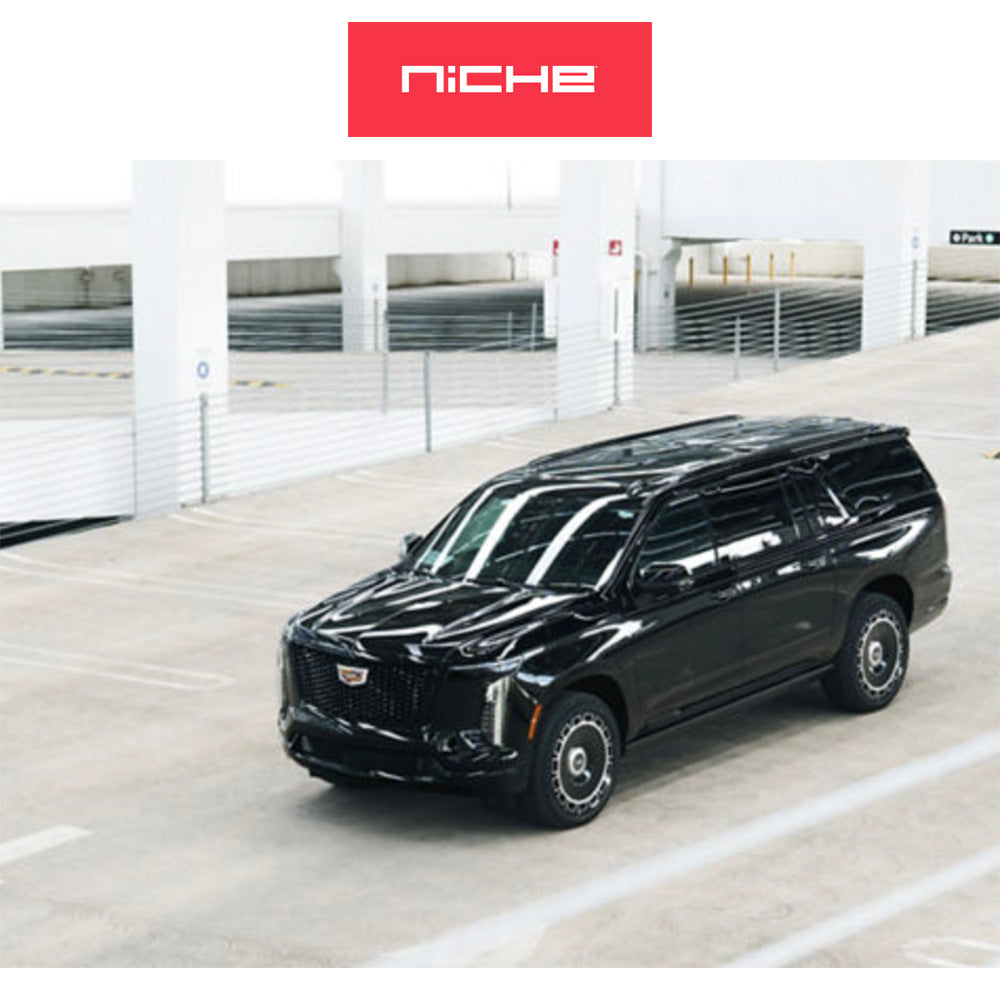キャデラック エスカレード用 ニッチ ベニス 24x10J ET 30 フロント、リア グロスブラック・マシンドフェイス フローフォーミング・アルミニウムホイール４本セット (消費税、送料込み)