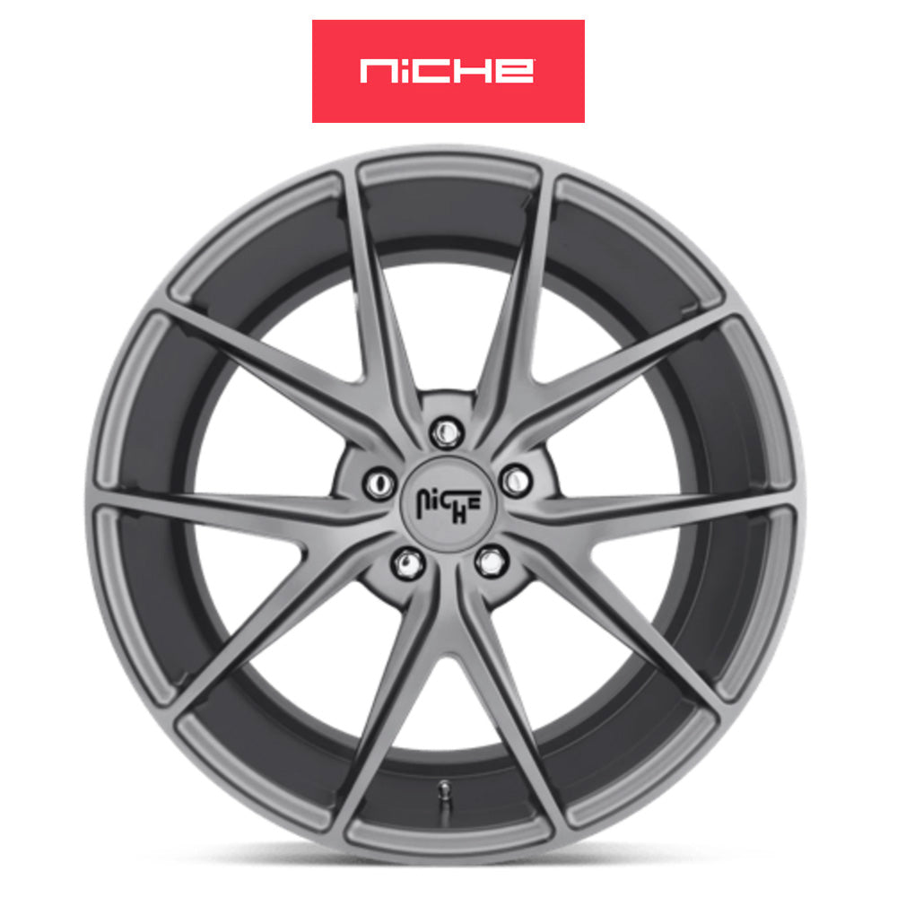 トヨタ プリウス(Toyota Prius)用 ニッチ ミサノ 17x8J ET 40 フロント&リア マットガンメタルホイール４本セット Niche MISANO 17X8 5X4.5 72.56 GD +40 (送料無料)