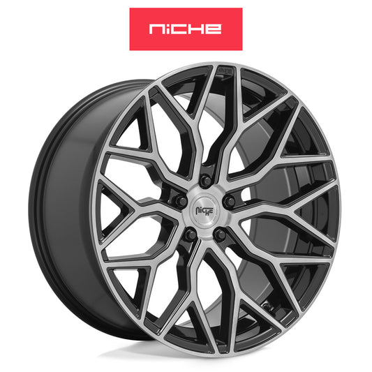 ホンダ シビック　タイプＲ(Honda Civic Type-R)用 ニッチ マザンティ 19x9.5J ET 35 フロント&リア グロスブラックブラッシュドフェイス ホイール４本セット Niche MAZZANTI 19X9.5 5X120 72 RBL 35MM (送料無料)