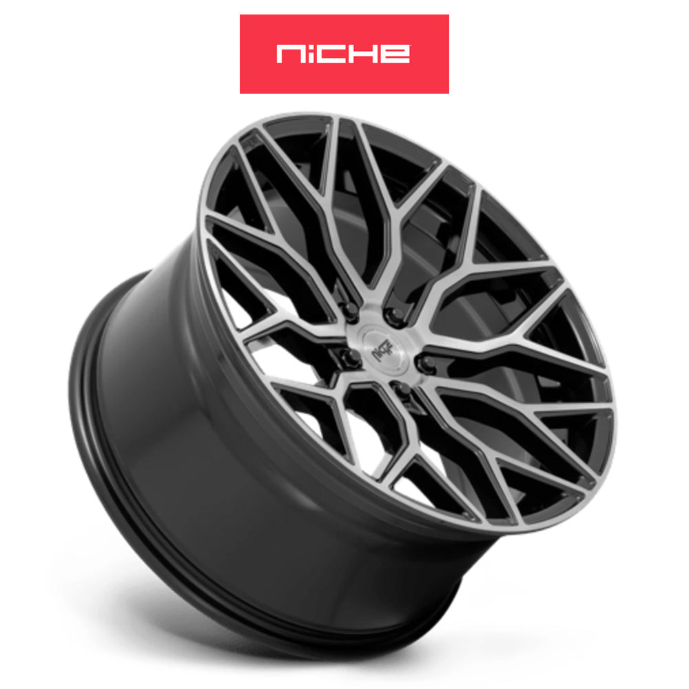 ホンダ シビック　タイプＲ(Honda Civic Type-R)用 ニッチ マザンティ 19x9.5J ET 35 フロント&リア グロスブラックブラッシュドフェイス ホイール４本セット Niche MAZZANTI 19X9.5 5X120 72 RBL 35MM (送料無料)