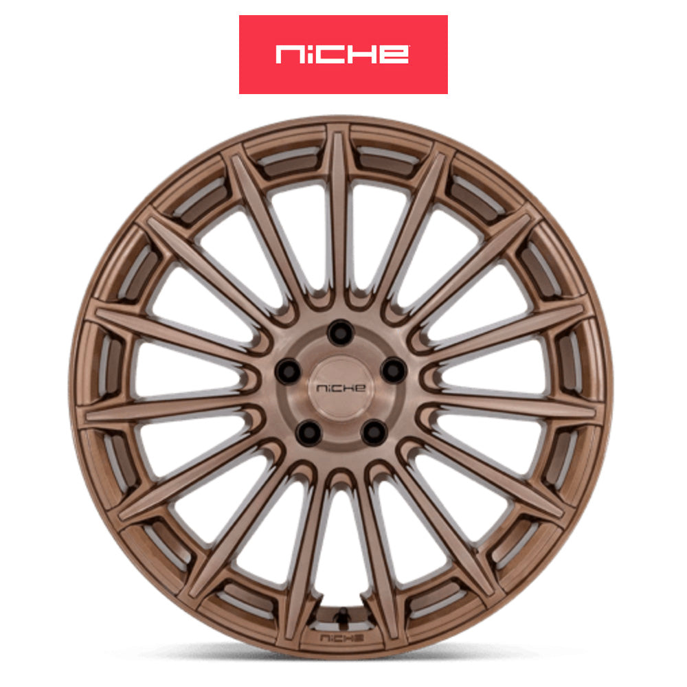 ホンダ シビック　タイプＲ(Honda Civic Type-R)用 ニッチ アマルフィ 20x9J ET 35 フロント&リア プラチナムブロンズ ホイール４本セット Niche AMALFI 20X9 5X120 72 BZBR +35 (送料無料)